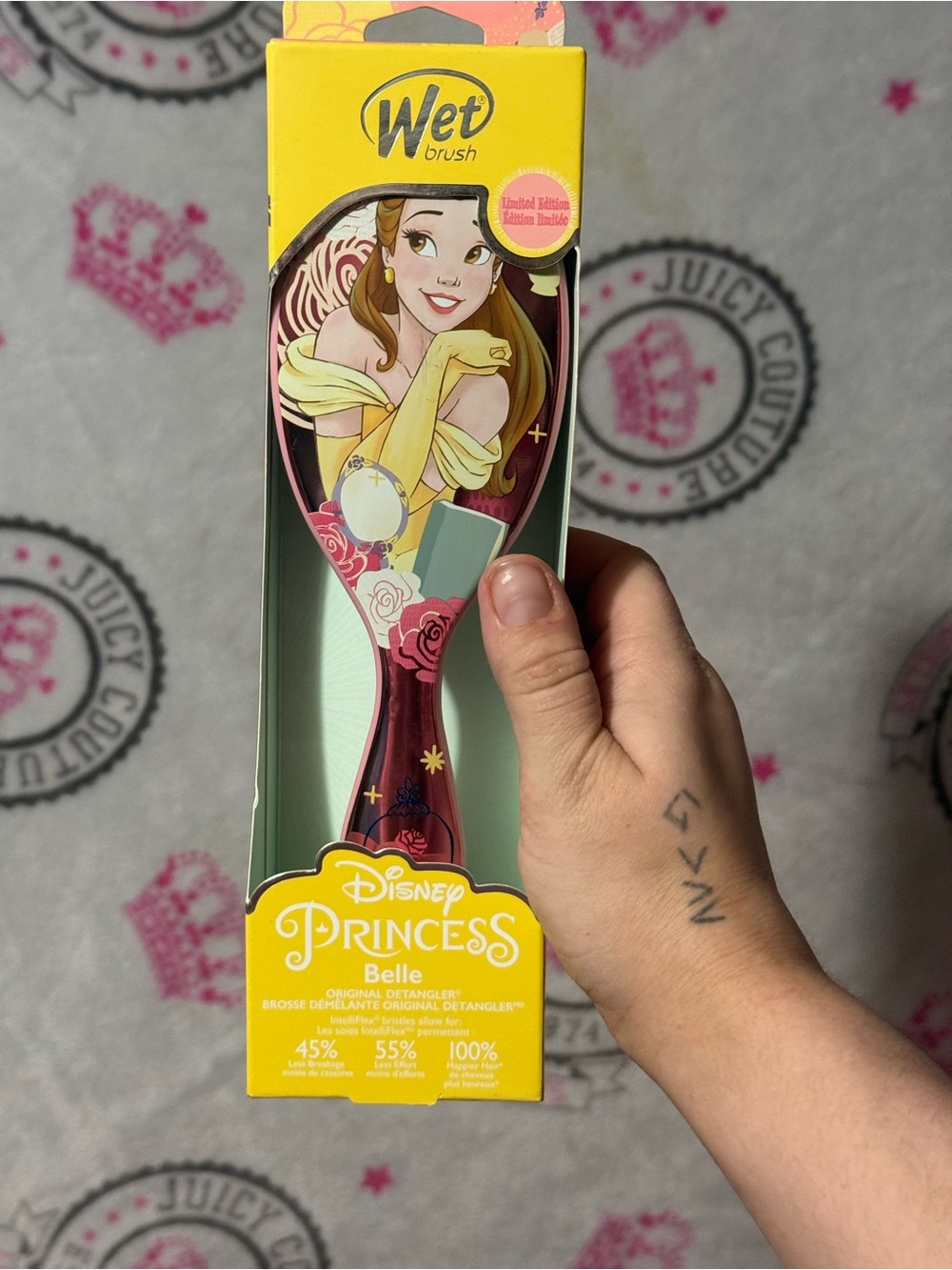 Disney Princess Belle Detangler Brush - Yellow & Burgundy